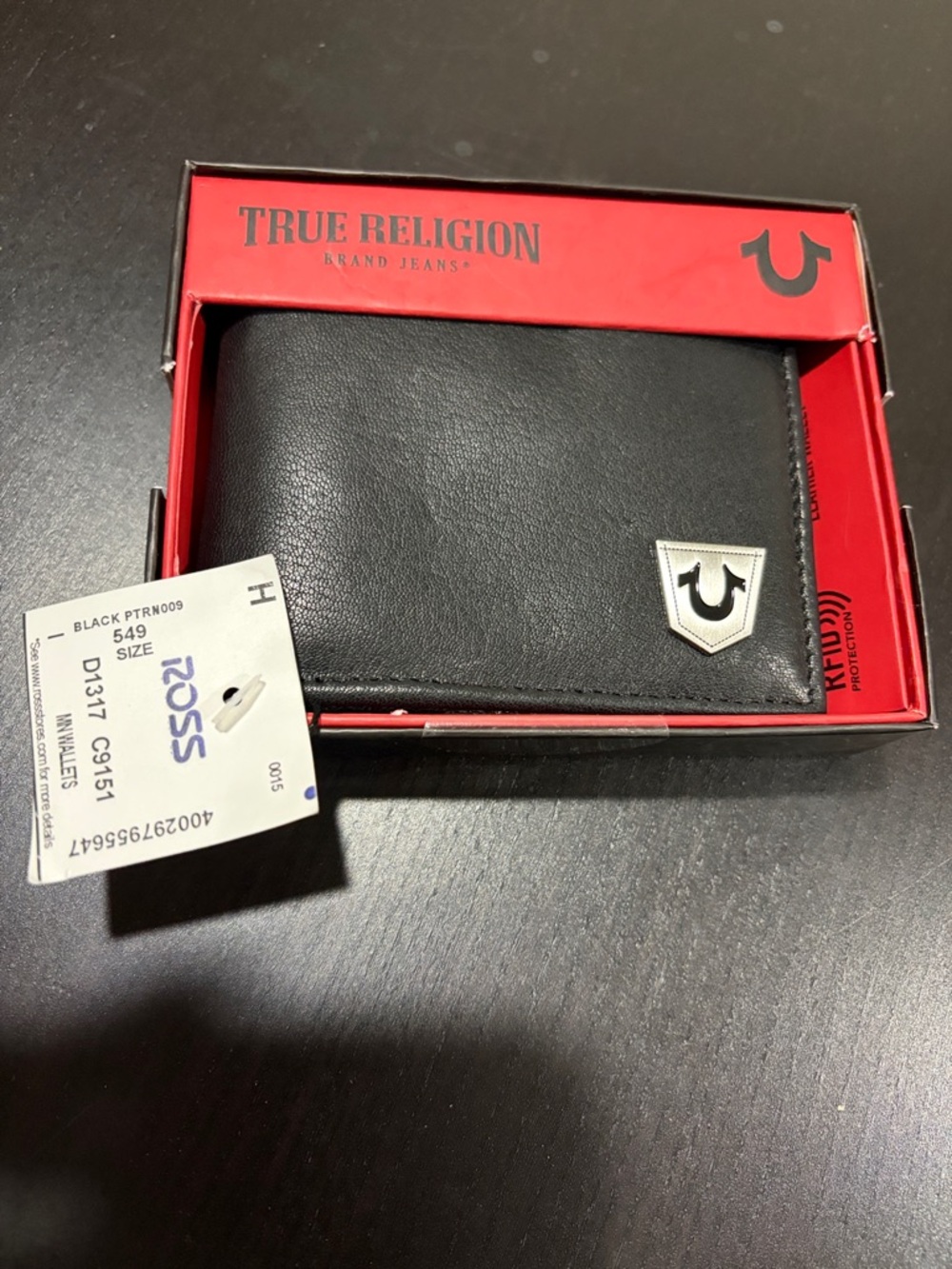 HOT DEAL! 🔥 True Religion Black Leather Wallet with Silver Logo and RFID